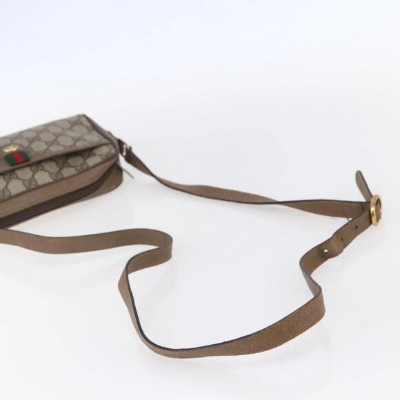 GUCCI GG Supreme Web Sherry Line Bag PVC Beige Gold 116 02 089 Auth BA7464 - Picture 8 of 16